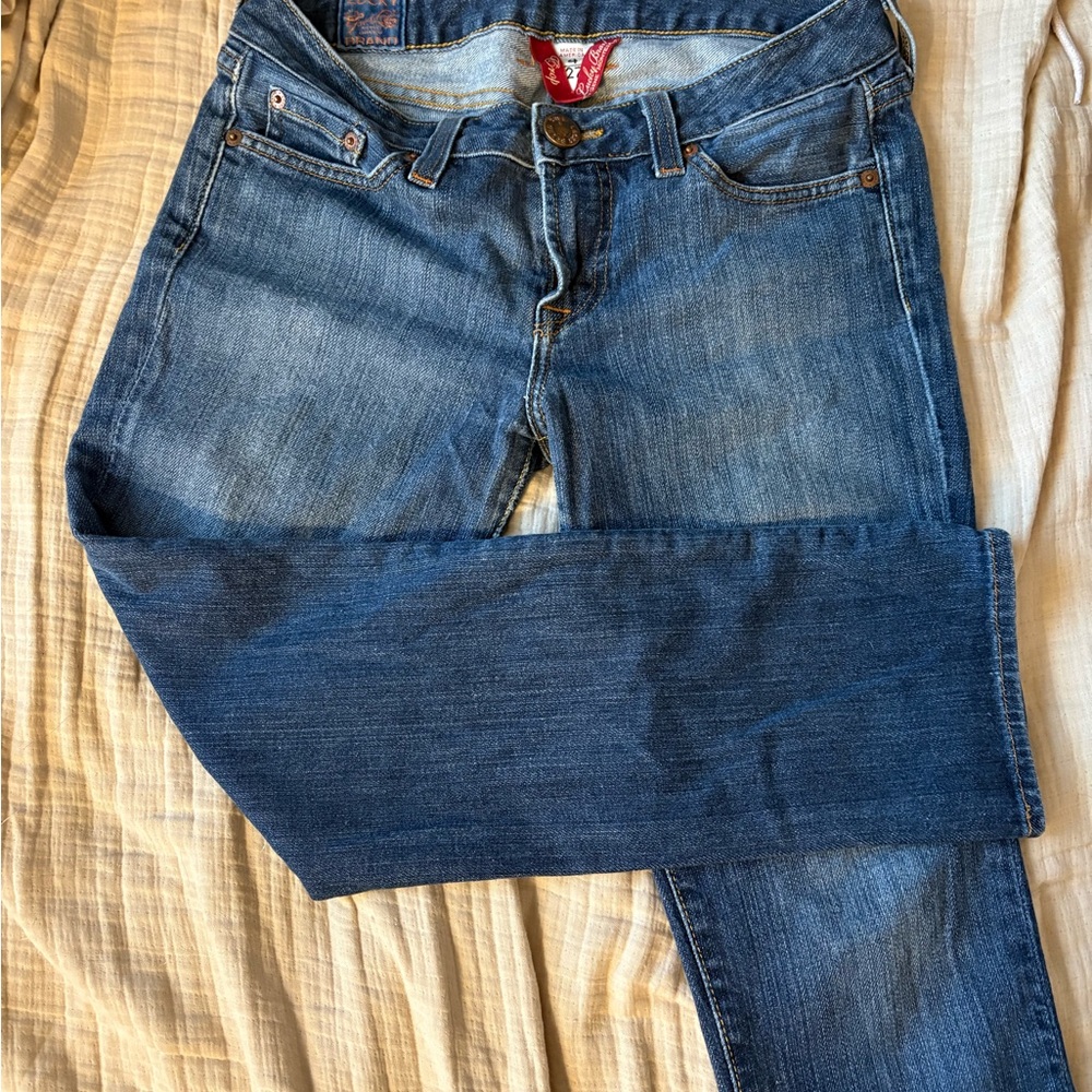 Early 2000s Lucky Brand Women's Skinny Jeans in Medium Blue Wash